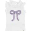 Lavender Ruffle Bow Rebekah Tank, Oyster - Tank Tops - 1 - thumbnail