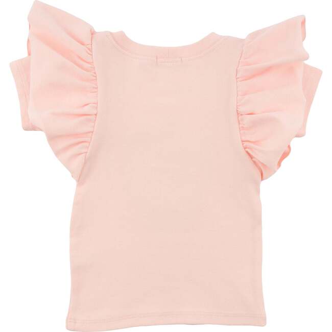 Strawberry Applique Butterfly Sleeve Tee, Pale Pink