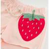 Strawberry Applique Charlie Roll-Edge Shorts, Pale Pink - Shorts - 2