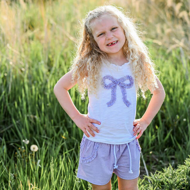 Lavender Ruffle Bow Rebekah Tank, Oyster - Tank Tops - 3