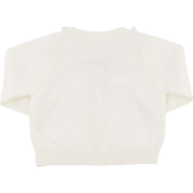 Mini Bow Neck Knitted Long Sleeve Cardigan, Cream - Sweaters - 6