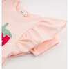 Strawberry Applique Butterfly Sleeve Tee, Pale Pink - T-Shirts - 4