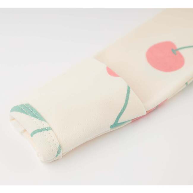 Cherries Print Zipper Front Footie, Milk - Footie Pajamas - 5