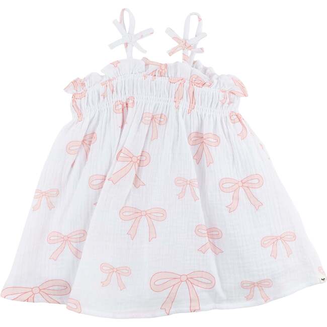Big Pink Bows Print Brandie Dress, Oyster