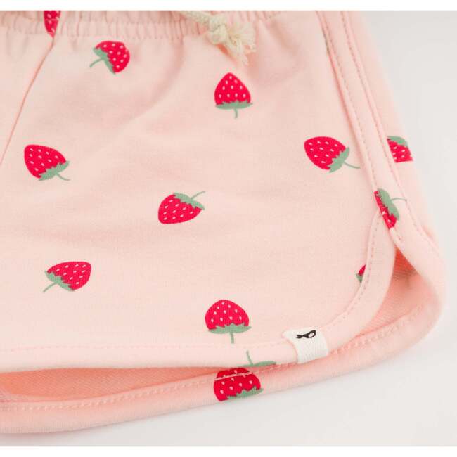Mini Strawberries Print Lottie Shorts, Pale Pink - Shorts - 7