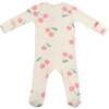 Cherries Print Zipper Front Footie, Milk - Footie Pajamas - 6 - thumbnail