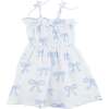 Big Blue Bows Print Harriet Dress, Oyster - Dresses - 1 - thumbnail