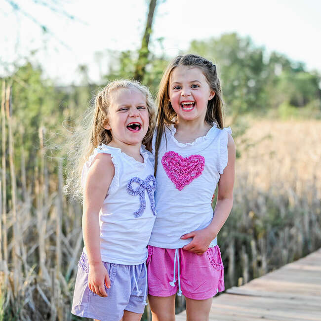 Bright Pink Ruffle Heart Rebekah Tank, Oyster - Tank Tops - 4