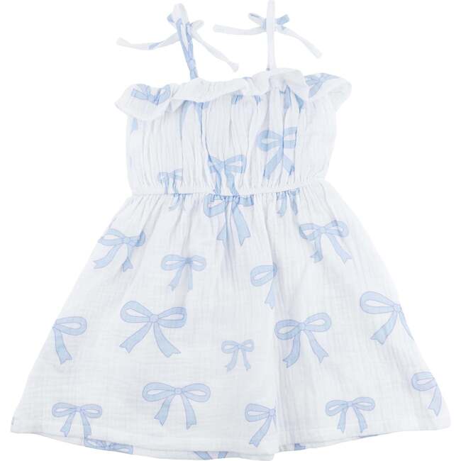 Big Blue Bows Print Harriet Dress, Oyster