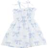 Big Blue Bows Print Harriet Dress, Oyster - Dresses - 2