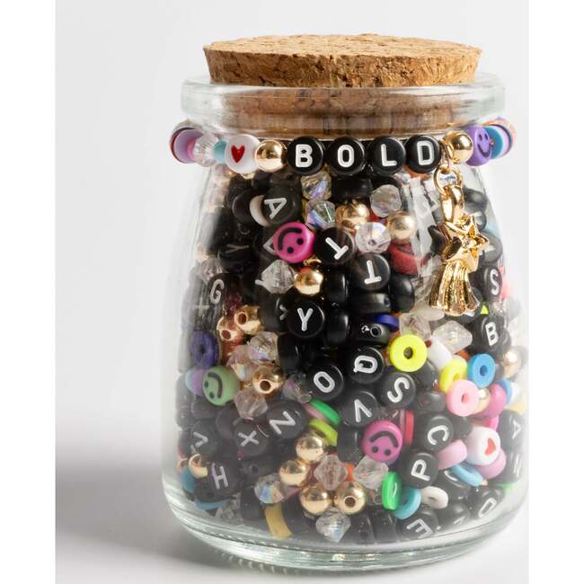 Bold Gold Shooting Star Charm Black Alphabet Beads Colorful Mix DIY Jar