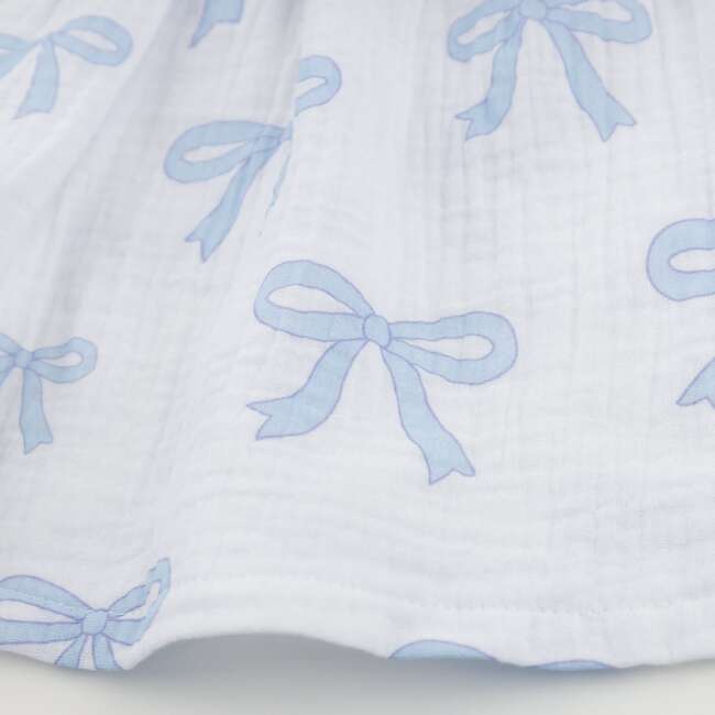Big Blue Bows Print Harriet Dress, Oyster - Dresses - 3
