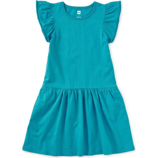 Pom-Pom Flutter Dress, Bondi Blue