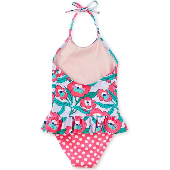 Peplum One-Piece Swimsuit, Nouveau Poppy