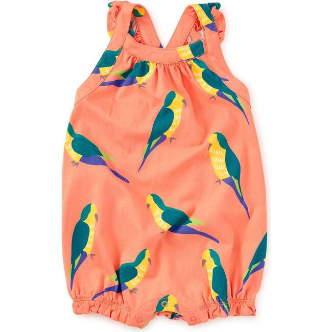 Cross-Back Baby Romper, Monk Parakeet