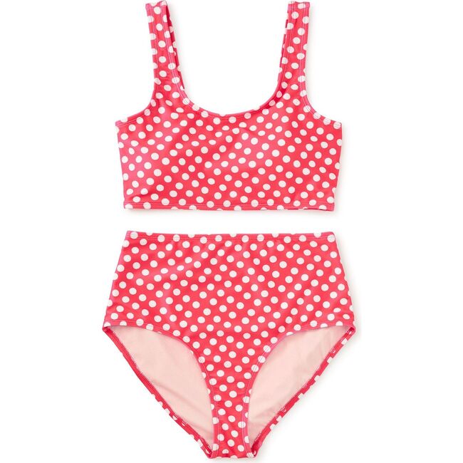 Adult Two-Piece Swimsuit, Polka Dots in Red