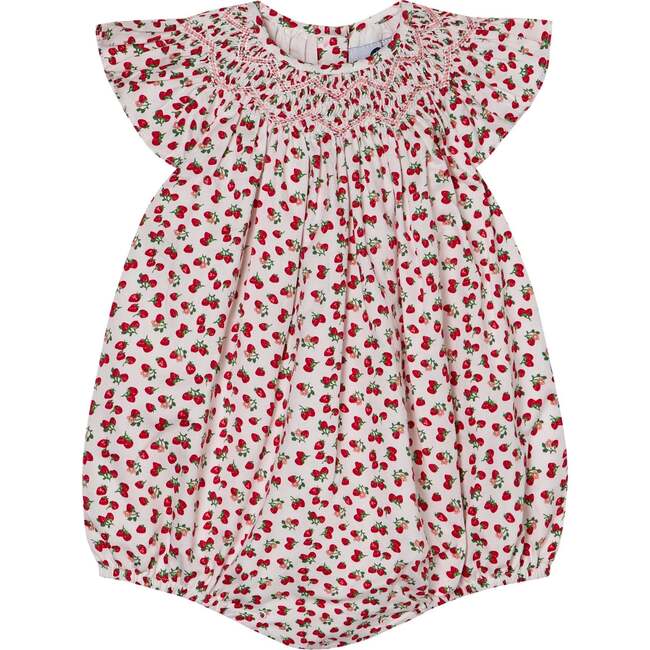 Hand-Smocked Baby Romper Estela, Strawberry Print
