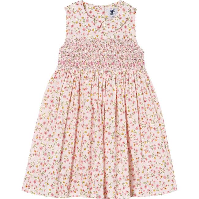 Hand-Smocked Girls Dress Lizzie, Pink, Floral