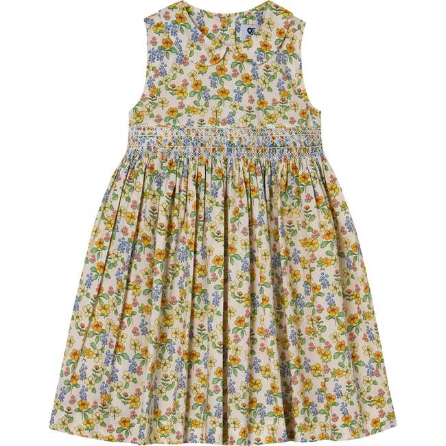 Hand-Smocked Girls Dress Caroline, Yellow Floral