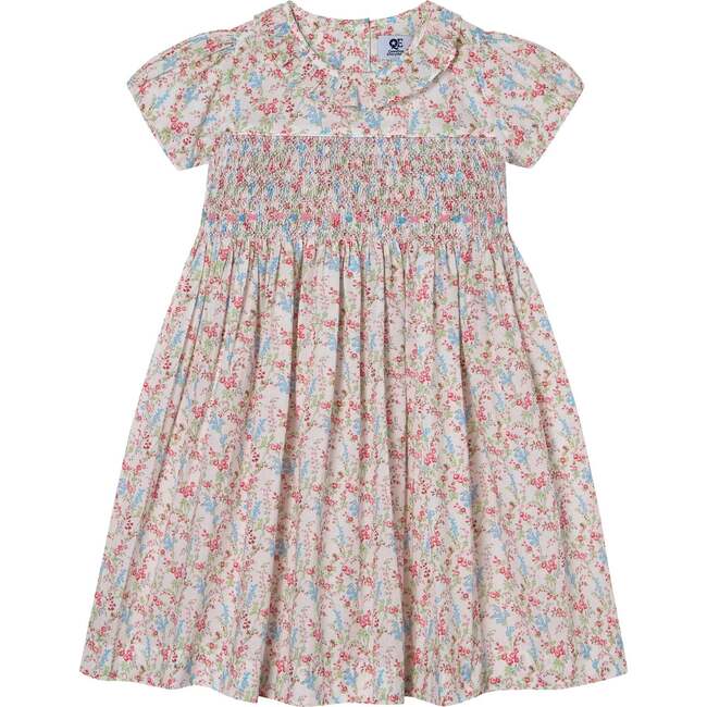 Hand-Smocked Girls Dress Laura, White, Floral
