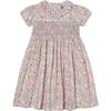 Hand-Smocked Girls Dress Laura, White, Floral - Dresses - 1 - thumbnail