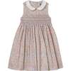 Hand-Smocked Girls Dress Fiona, Peach, Floral - Dresses - 1 - thumbnail