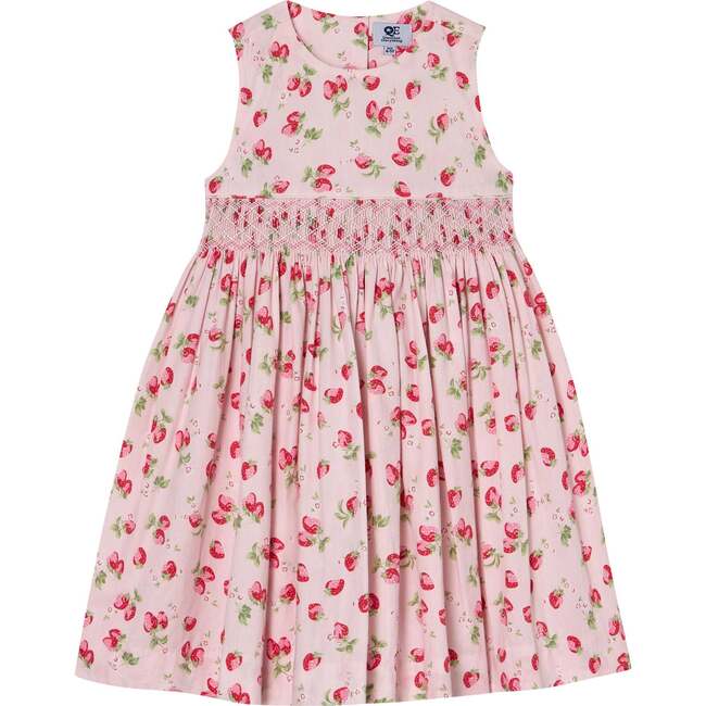 Hand-Smocked Girls Dress Fayla, Strawberry Print