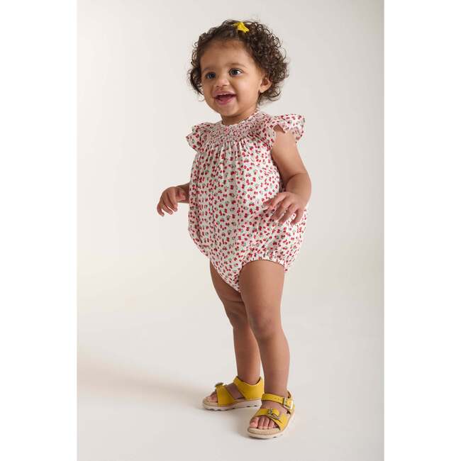 Hand-Smocked Baby Romper Estela, Strawberry Print