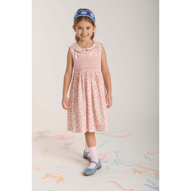 Hand-Smocked Girls Dress Lizzie, Pink, Floral