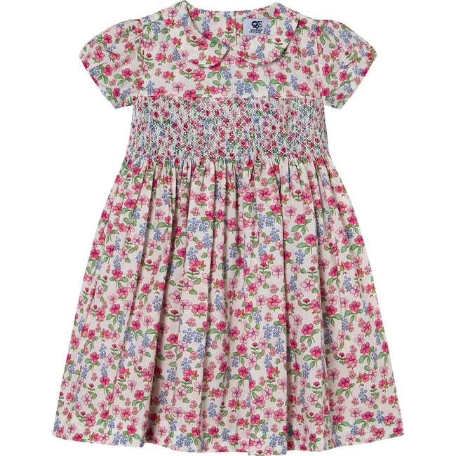 Hand-Smocked Girls Dress Hannah, Pink Floral