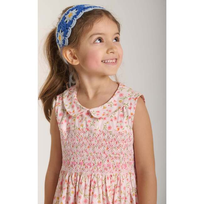 Hand-Smocked Girls Dress Lizzie, Pink, Floral - Dresses - 3