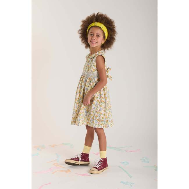 Hand-Smocked Girls Dress Caroline, Yellow Floral