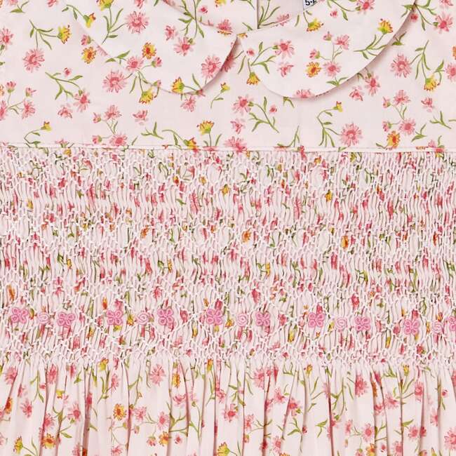 Hand-Smocked Girls Dress Lizzie, Pink, Floral - Dresses - 4