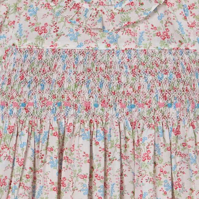 Hand-Smocked Girls Dress Laura, White, Floral - Dresses - 3