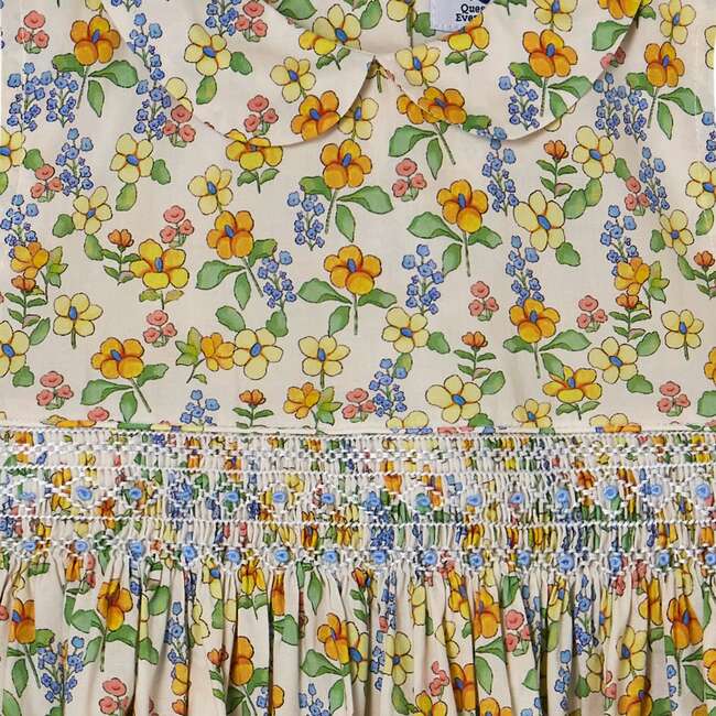 Hand-Smocked Girls Dress Caroline, Yellow Floral - Dresses - 4