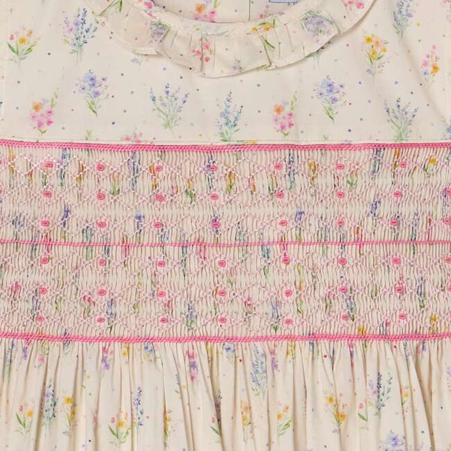 Hand-Smocked Girls Dress Kacey, Cream, Floral - Dresses - 4