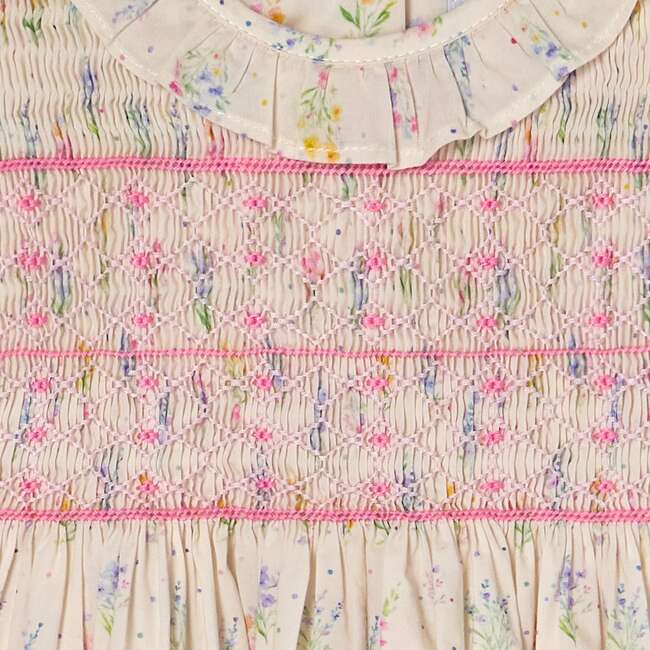 Hand-Smocked Baby Dress Keilani, Cream, Floral - Dresses - 3