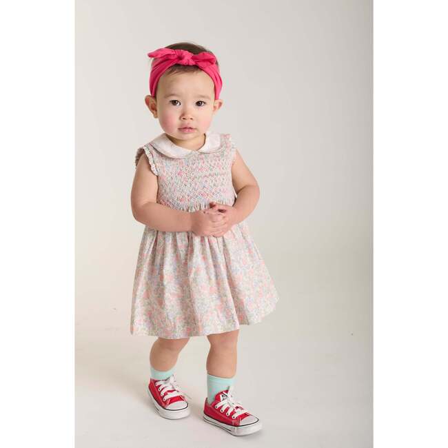 Hand-Smocked Baby Dress Flora, Peach, Floral