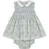 Hand-Smocked Baby Dress Calista, Baby Blue, Floral - Dresses - 1 - thumbnail