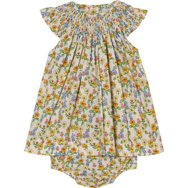 Hand-Smocked Baby Dress Cassia, Yellow Floral