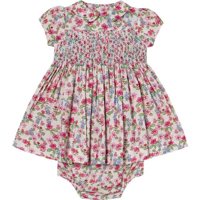 Hand Smocked Baby Dress Hillary, Pink floral
