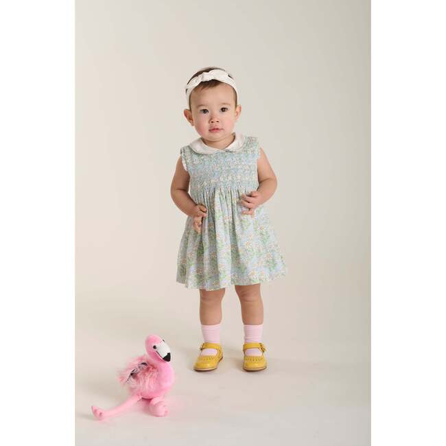 Hand-Smocked Baby Dress Calista, Baby Blue, Floral
