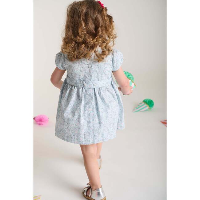 Hand-Smocked Baby Dress Aderyn, Blue Bird Print - Dresses - 3