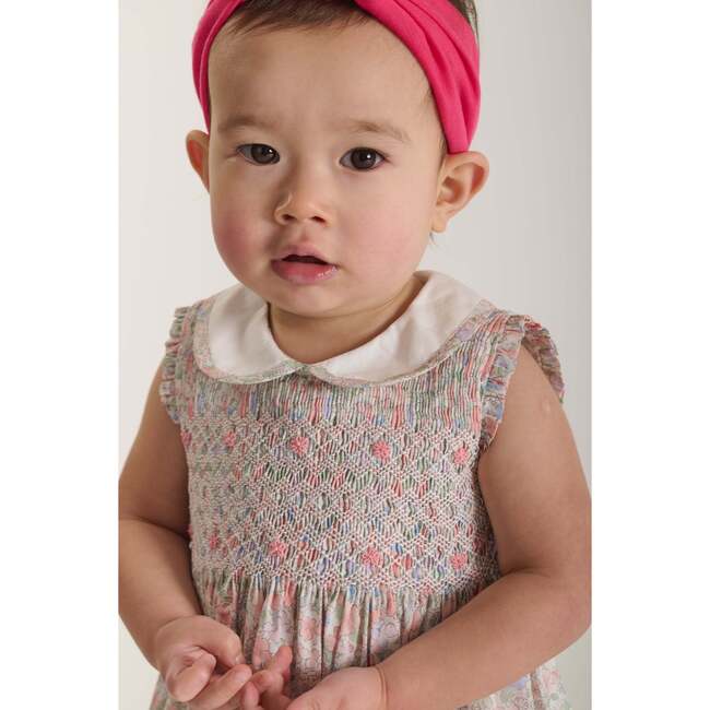 Hand-Smocked Baby Dress Flora, Peach, Floral - Dresses - 3