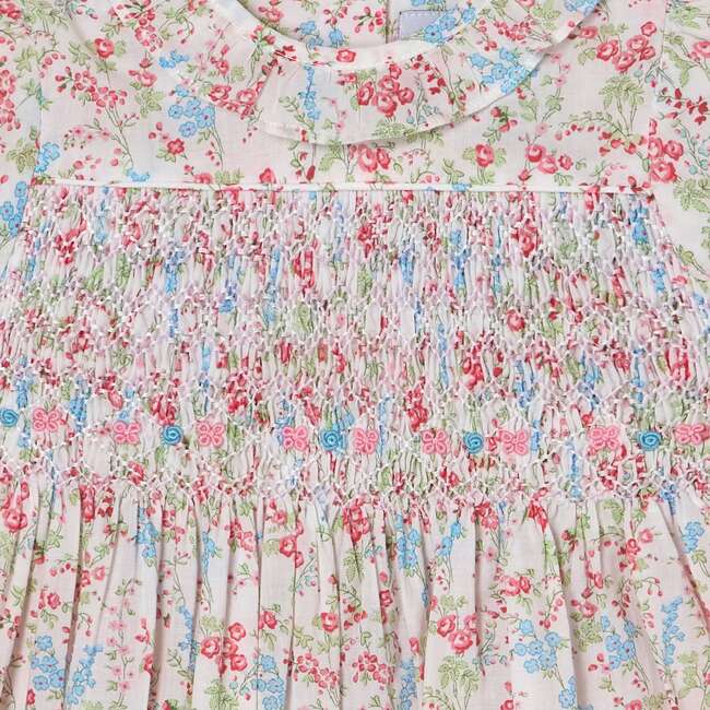 Hand-Smocked Baby Dress  Linnea, White, Floral - Dresses - 3