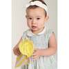 Hand-Smocked Baby Dress Calista, Baby Blue, Floral - Dresses - 3 - thumbnail