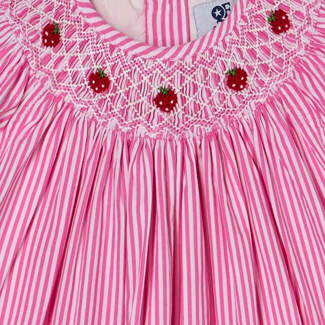 Hand-Smocked Baby Dress Bebe, Pink Pinstripe - Dresses - 3