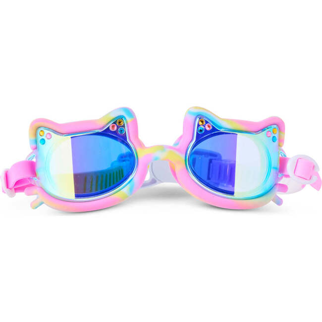 Tie-Dye Tabby Kids’ Swim Goggles, Meowberry Breeze