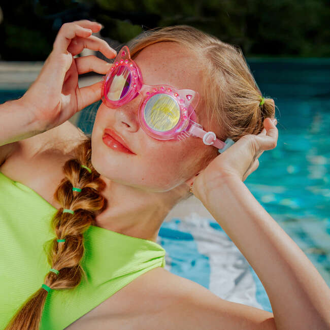 Frosted Feline Kids’ Swim Goggles, Pink Purr