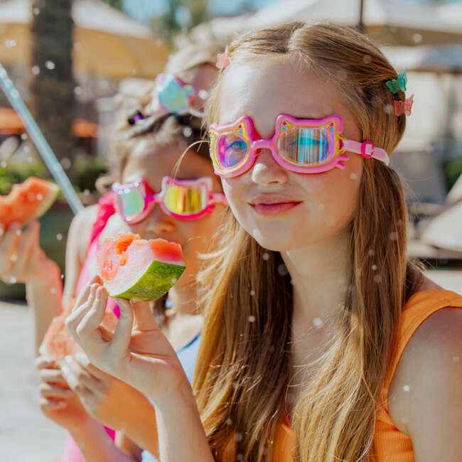 Flexi Feline Kids’ Swim Goggles, Plush Paw Pink